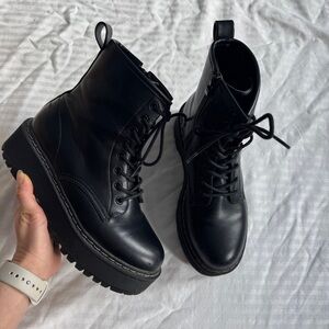 Steve Madden Black Combat Boots